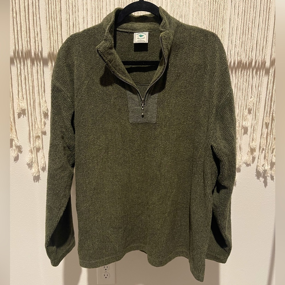Green Brand Boho Hippie Recycled Yarn Mock Neck Oversized Sweater Sz XL UNISEX - Picture 2 of 8